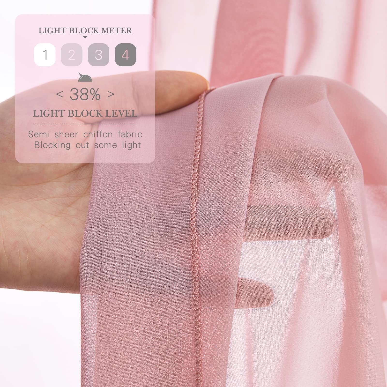10×10 ft Backdrop Curtain Dusty Rose Chiffon Background Drapes Party Decor