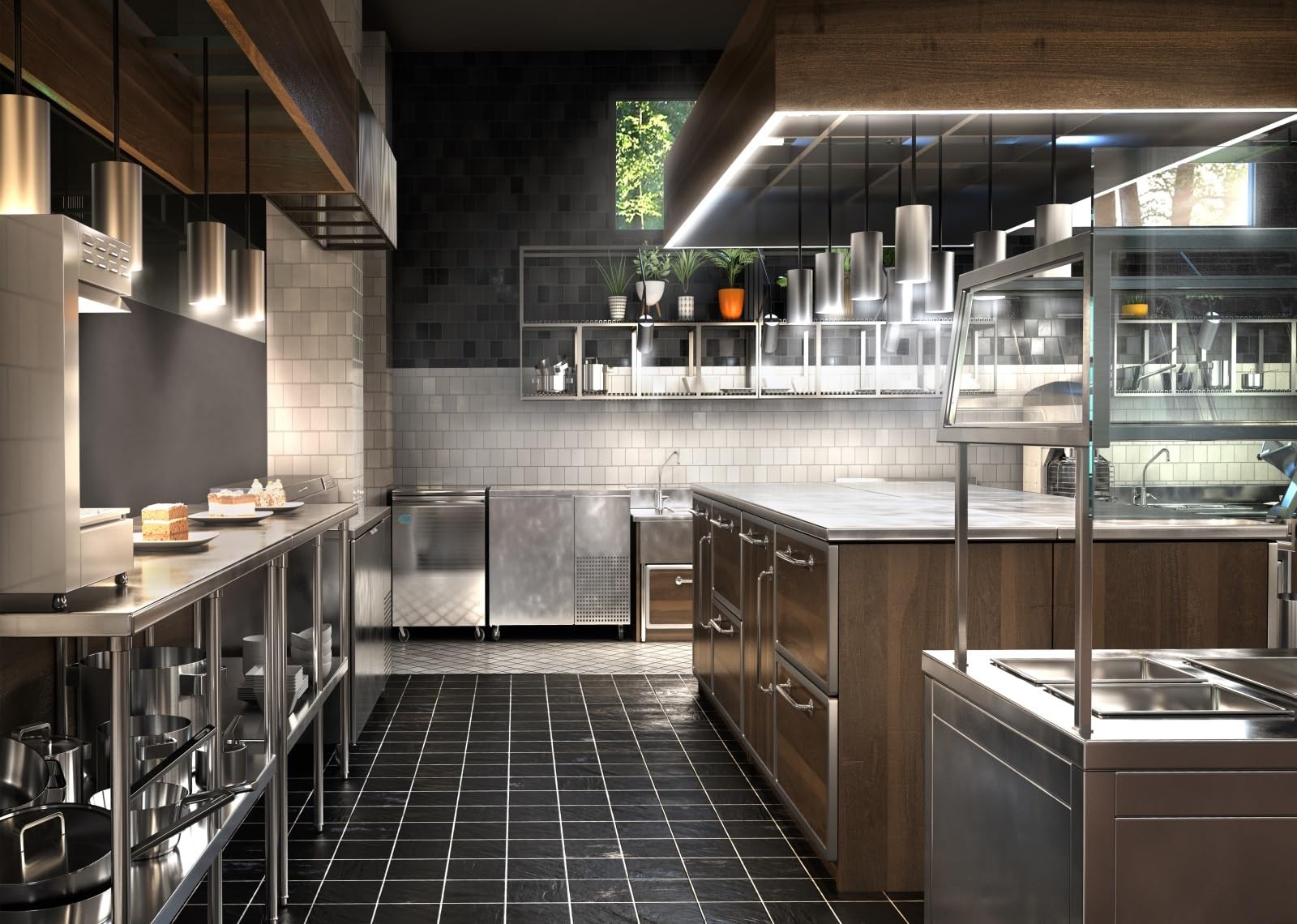 5x3ft Fabric Kitchen Interior Backdrop Luxury Bright Modern Restaurant Cooking