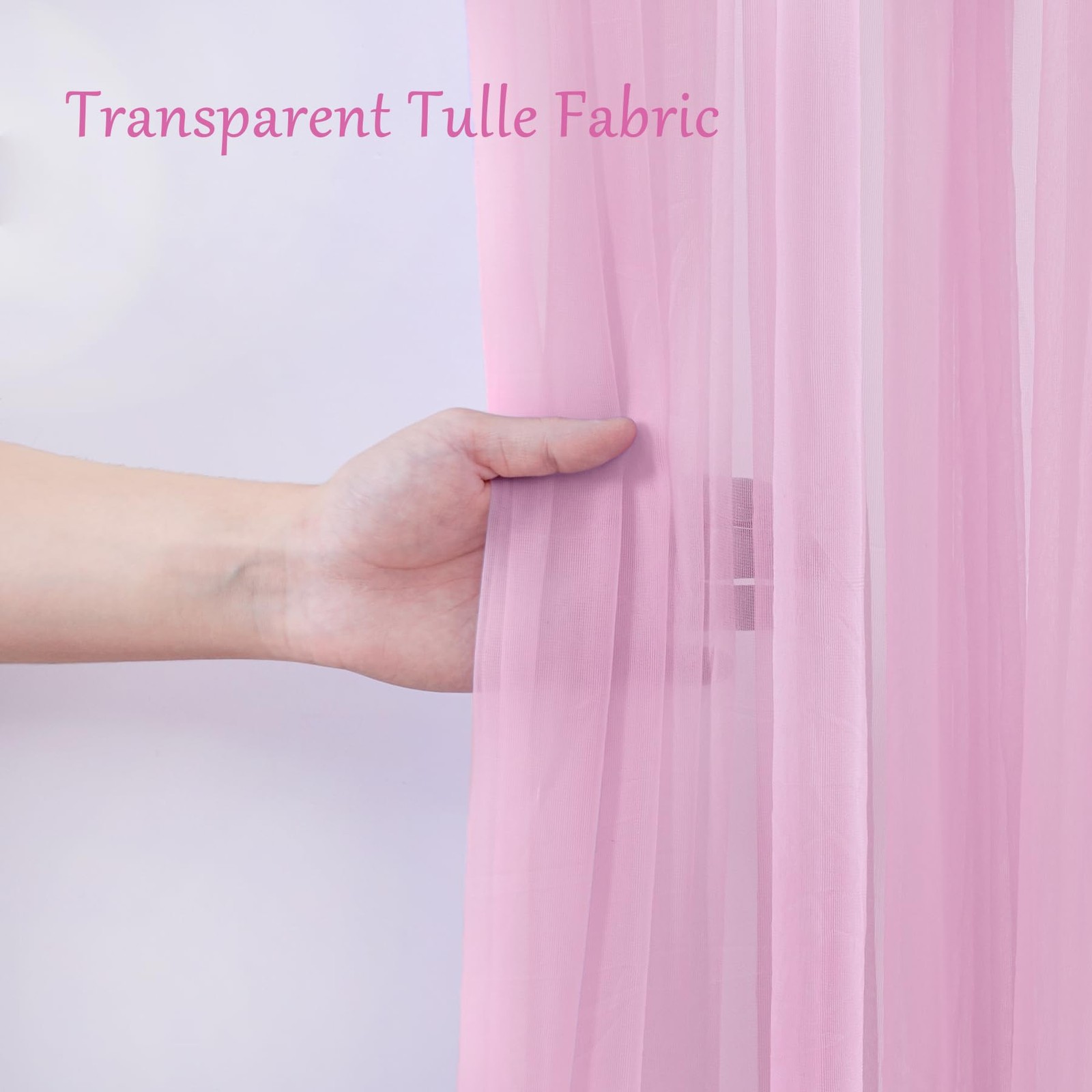 1010ft Pink Tulle Backdrop Curtain With Lights String Sheer Photo Drapes Party