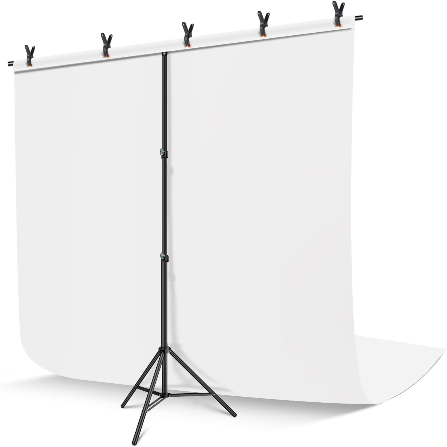 Adjustable White Photo Backdrop with Portable Stand and Carrying Bag, 6×9 ft
