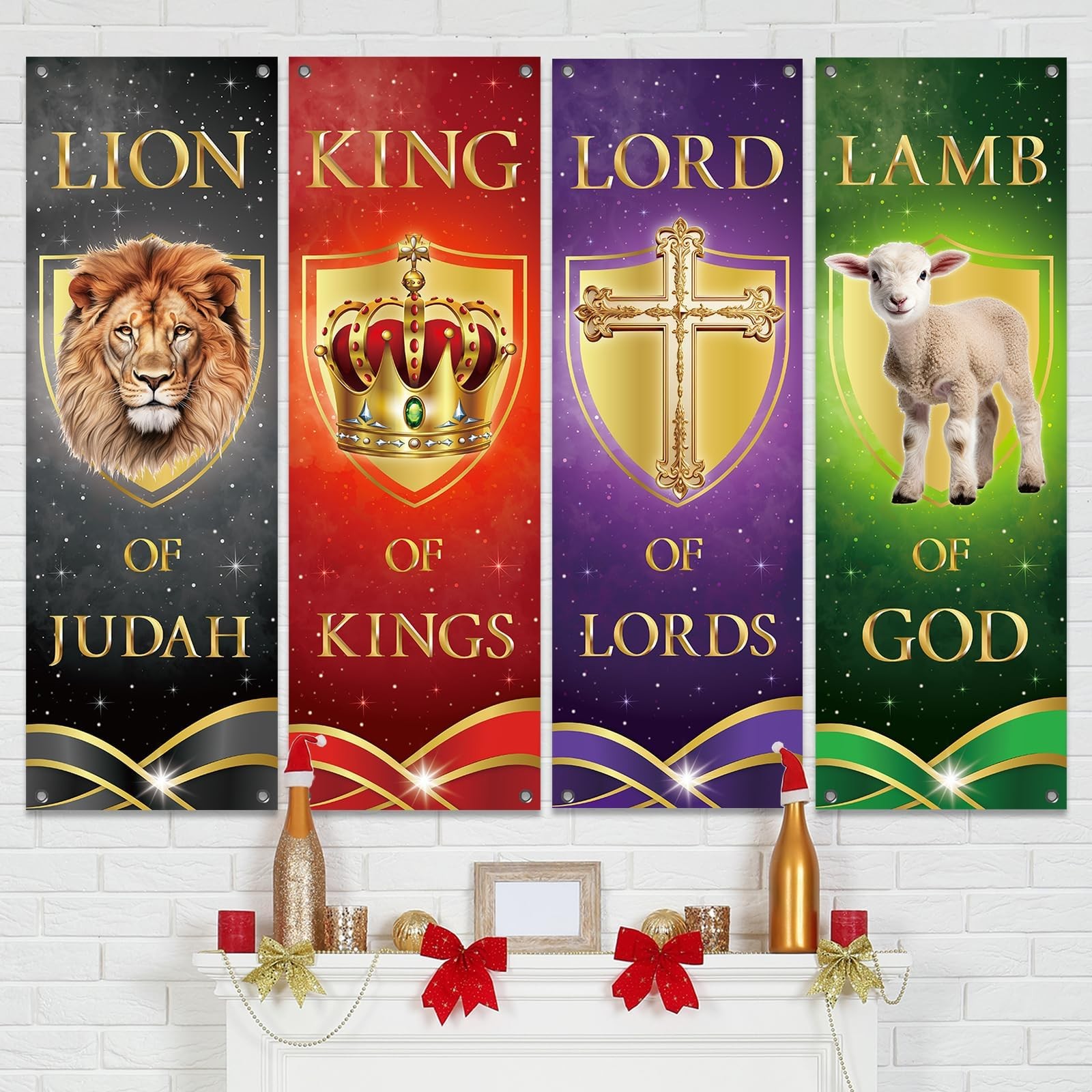 4Pcs Church Banners for Sanctuary Wall Welcome Religious Christmas Banners Ha…