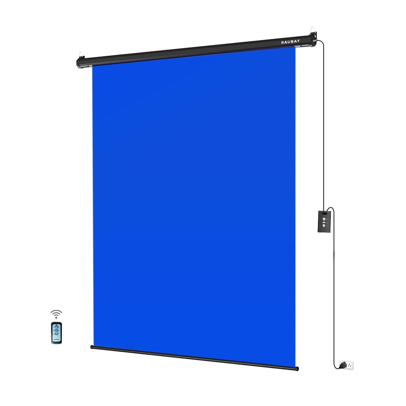 RAUBAY Motorized Pull Down Blue Screen – 59.8″ Standard(59.8 x 86.6in),