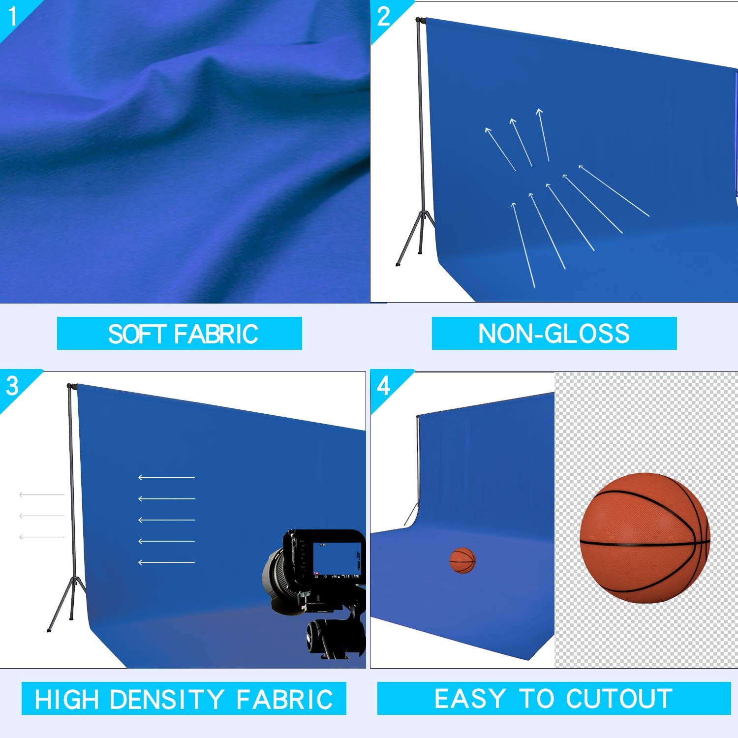 10X20 ft Background Muslin Backdrop, Photo Studio, Collapsible High Density S…