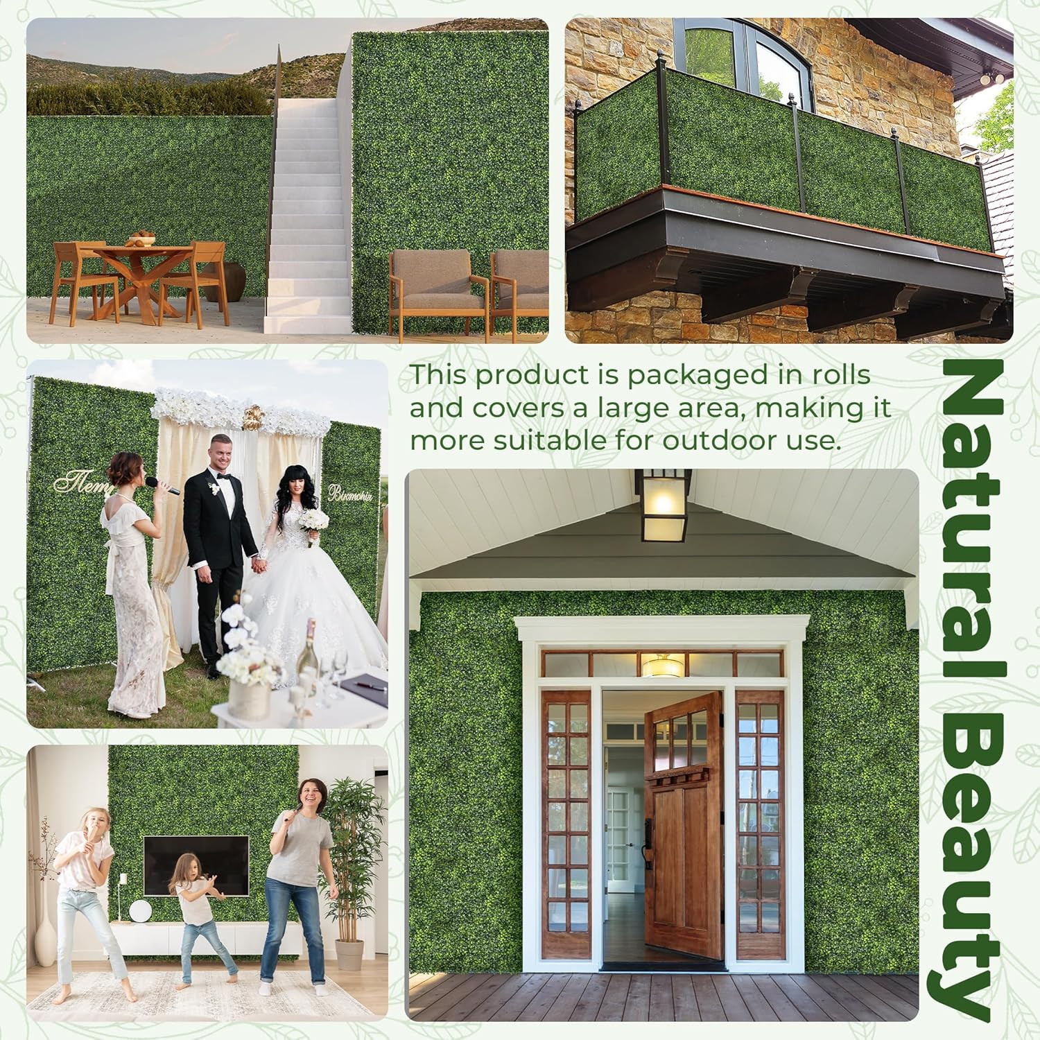 Artificial Boxwood Backdrop Roll: 40″X120″ (33.5 Sqft) Uv-Anti Greenery Faux Gra