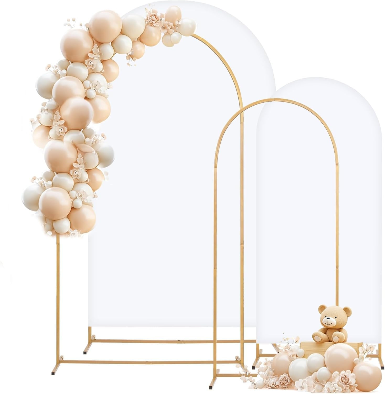 Metal Arch Backdrop Stand and Cover Set, 8FT, 6.6FT Party Backdrop, Easy to Asse