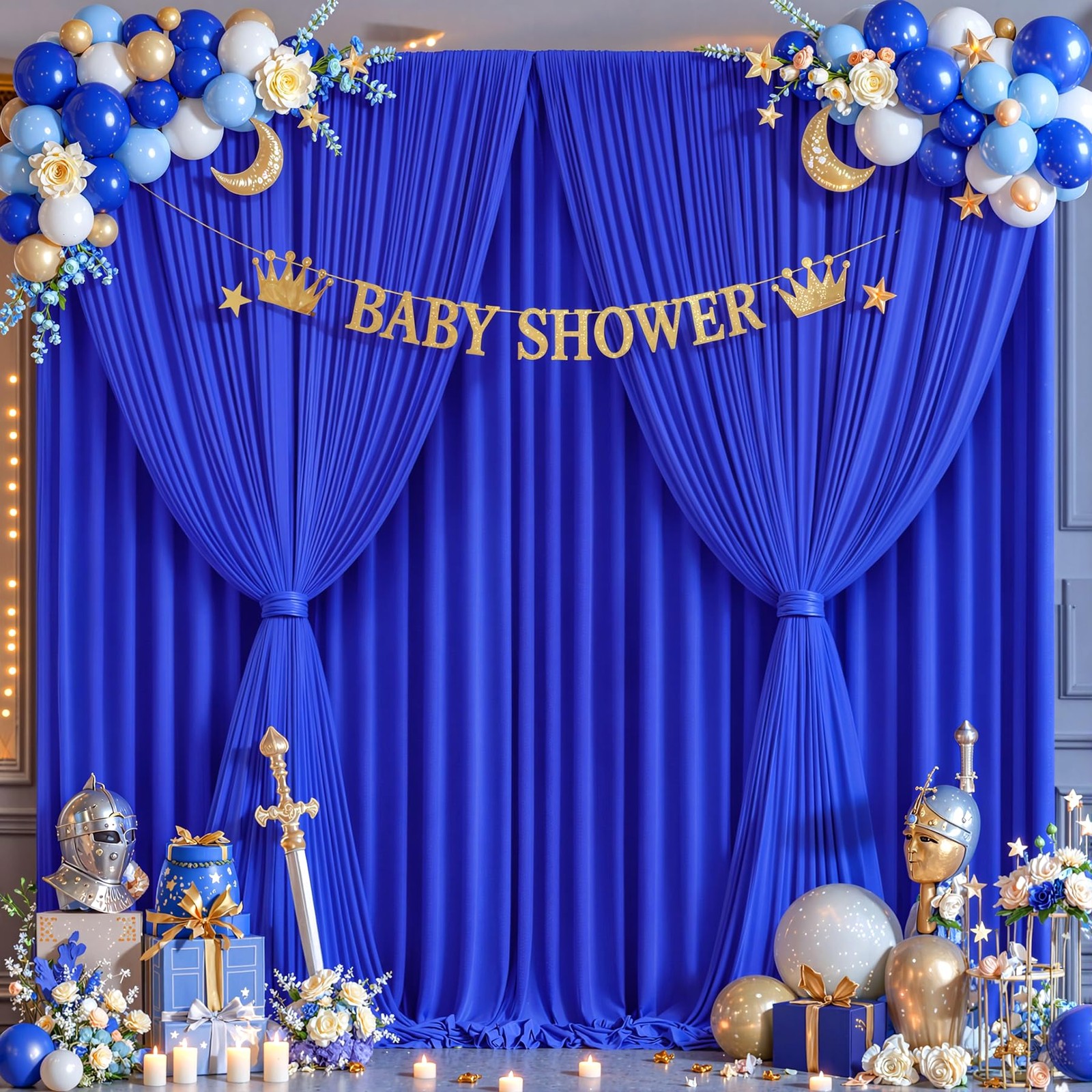 50ftx12ft Wrinkle Free Royal Blue 5′(W) x 12′(H), 10 panels,