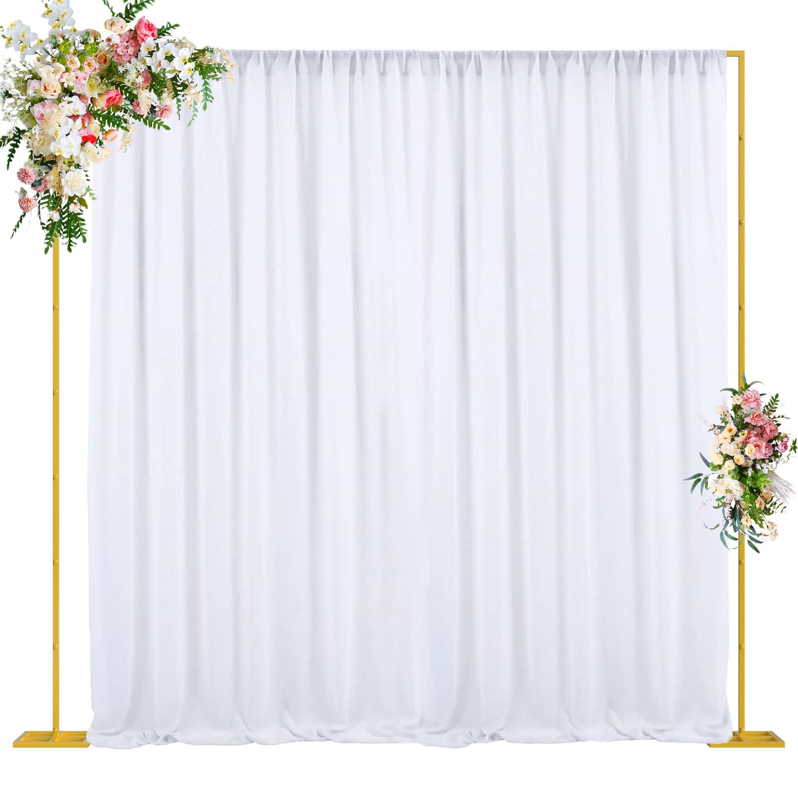 10×10 FT Backdrop Stand Heavy Duty Pipe and Drape Kit, Adjustable Gold Backdr…