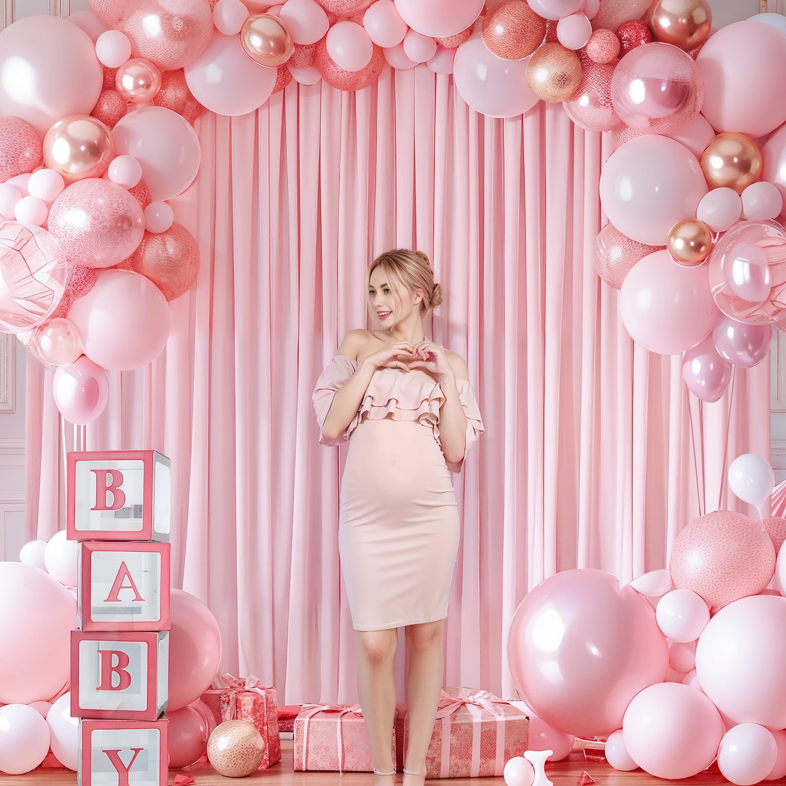Pink Backdrop Curtains Wrinkle Free Polyester Photography Drapes 16x10FT Wall