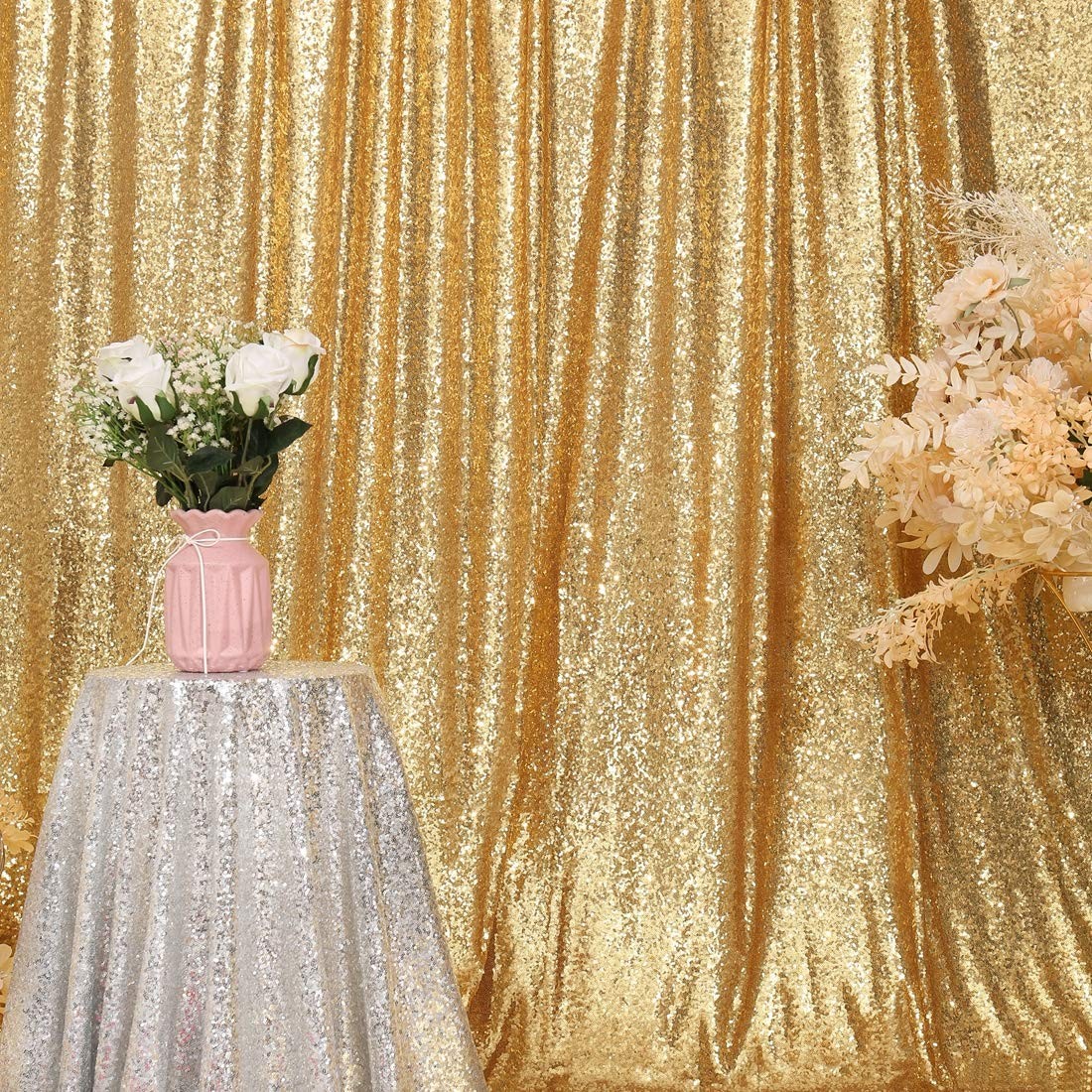 8×8 Ft New Gold Sequin Backdrop Curtain Party Festival Wedding Photography