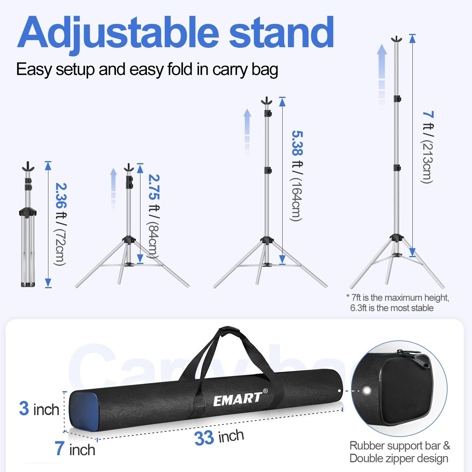 EMART Backdrop Stand 10x7ft(WxH) Photo Studio Adjustable Background Stand Sup…