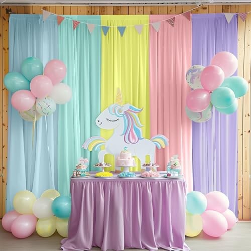 10x7ft Unicorn Backdrop Curtains -Pastel Rainbow 10×7 FT Pastel Unicorn