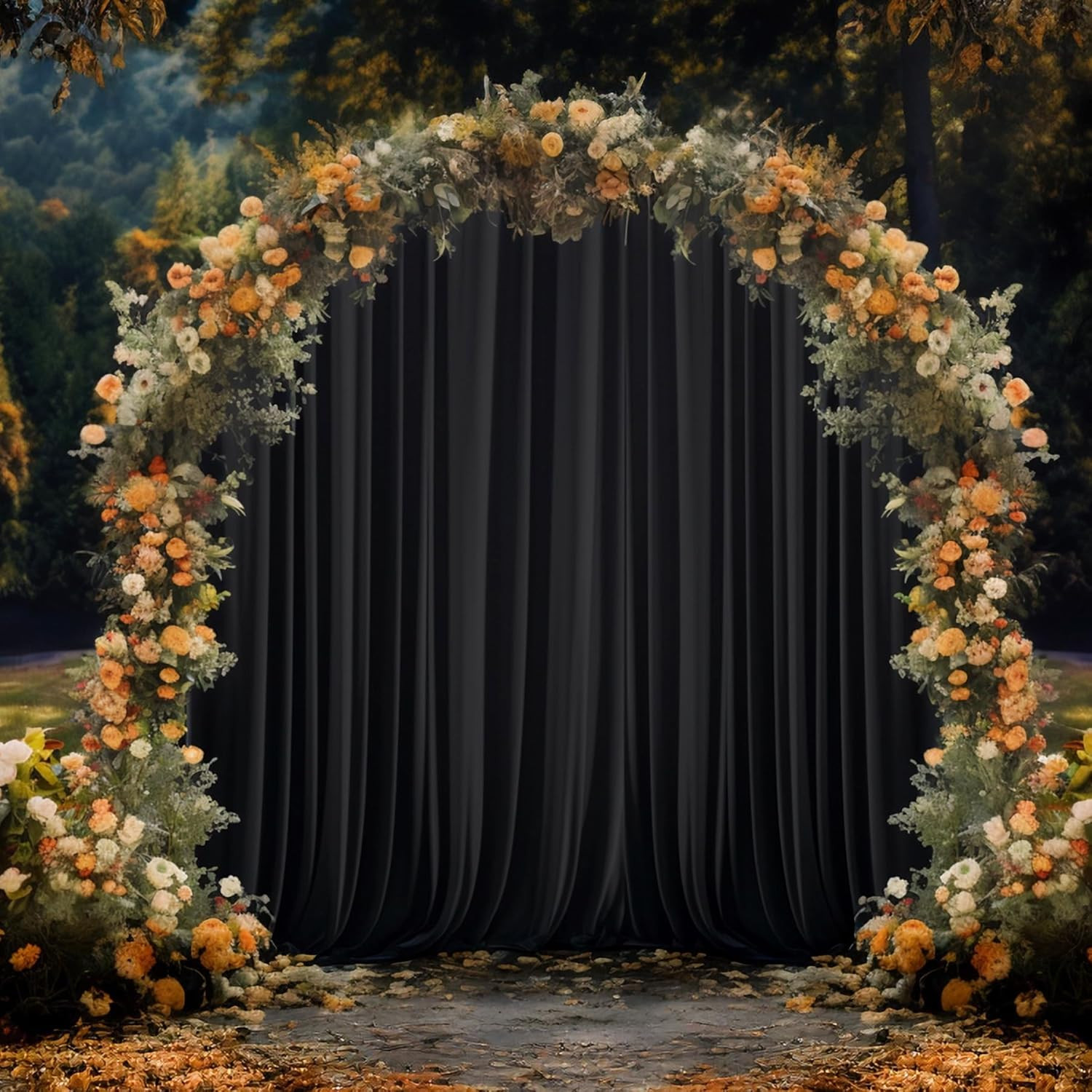 Wrinkle-Free Black Backdrop Curtain 30x10ft for Parties & Photography