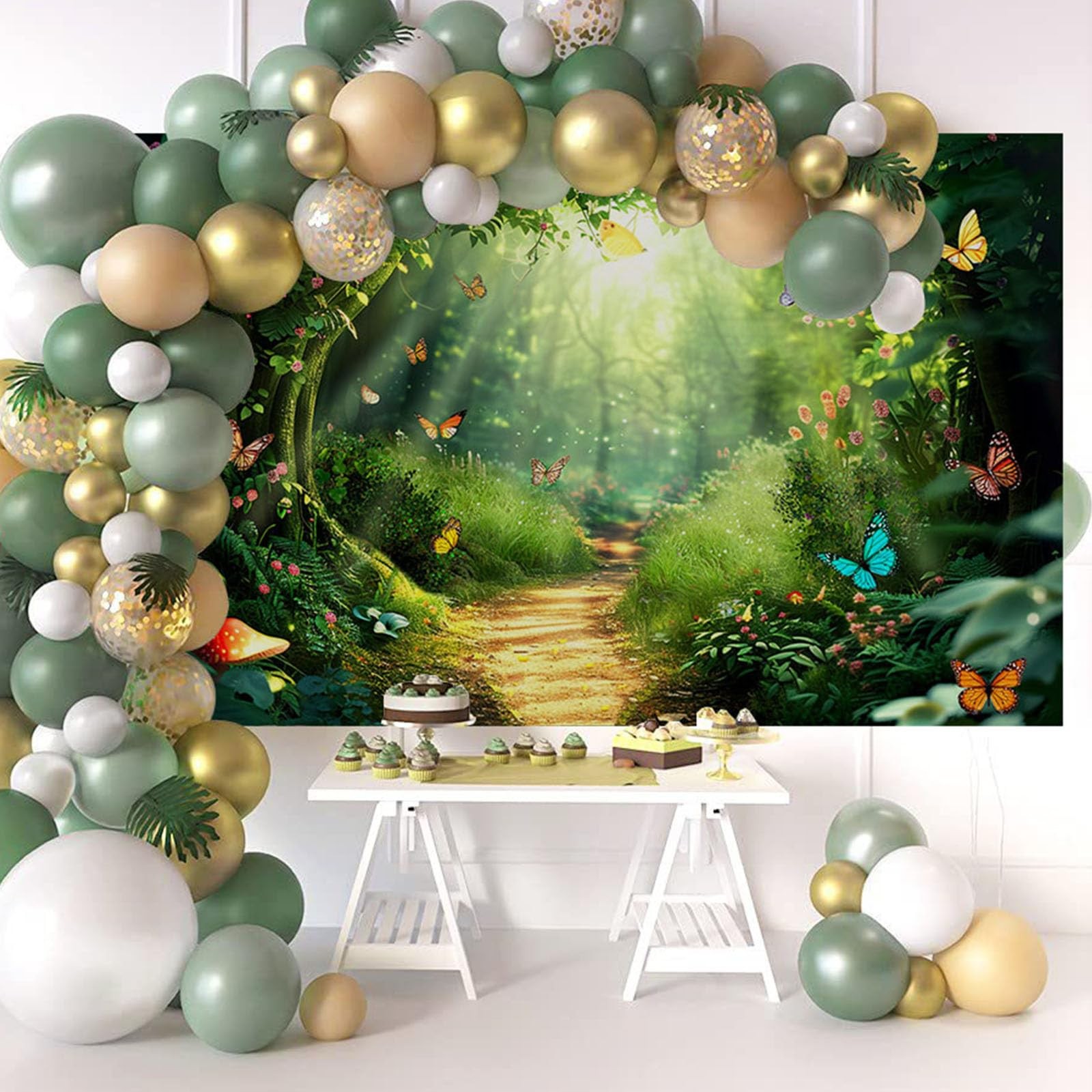Mocsicka Enchanted Forest Backdrop Fairy Magic 70.8×43.3 inch, Green
