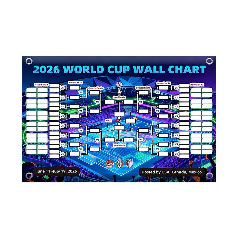2026 US Canada Mexico World Cup Fan Cheering Match Schedule Map Background Cloth