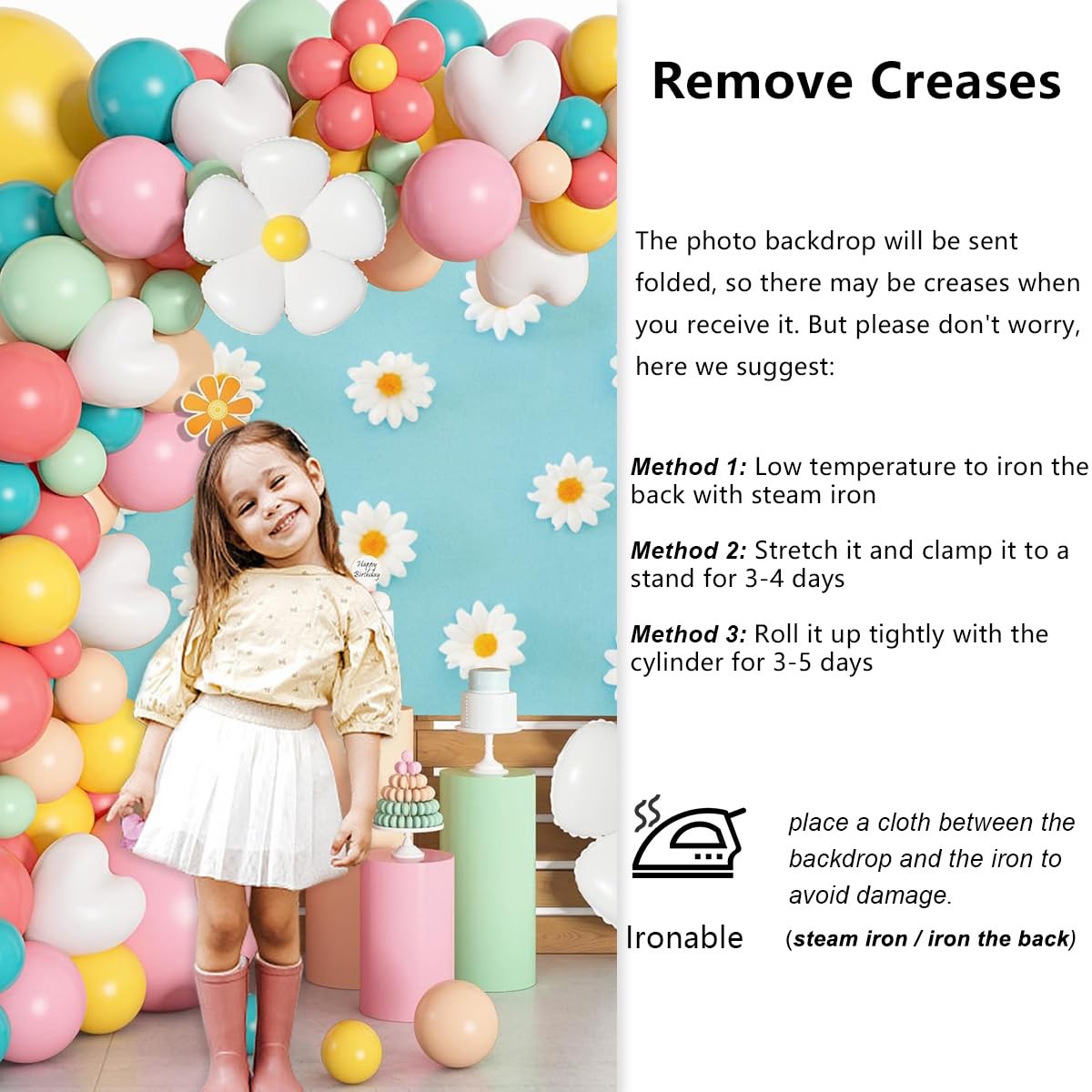 7x5ft Daisy Flower Backdrop White Yellow Floral Blue Photography Background