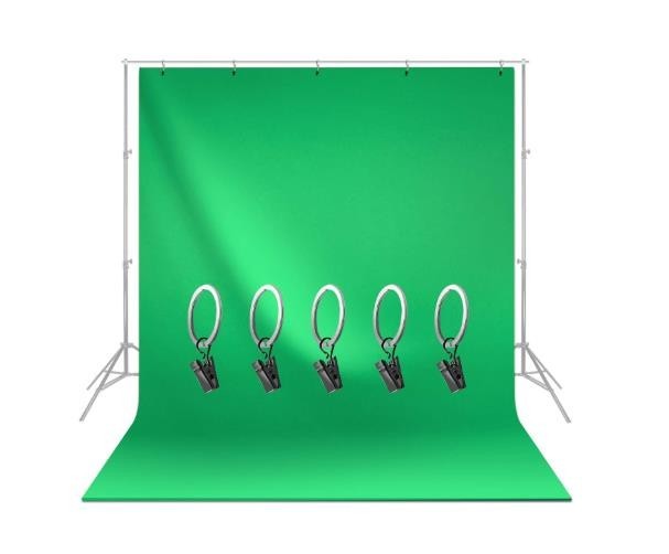 6 x 9 Green True Chromakey Color Backdrop Screen with 5 Ring Screen Holder Clip