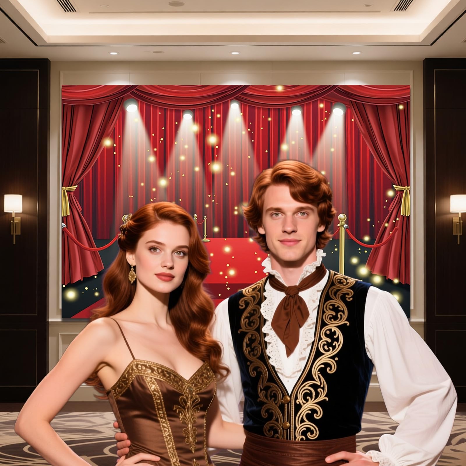 MHLSWY 7x5FT Red Carpet Stage Photo Backdrop Award Ceremony Stars