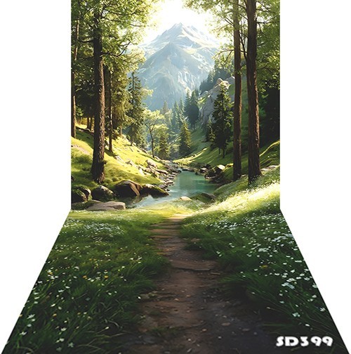 10’x20’CP Forest Stream Path Scenic Microfiber Fabric background backdrop SD399