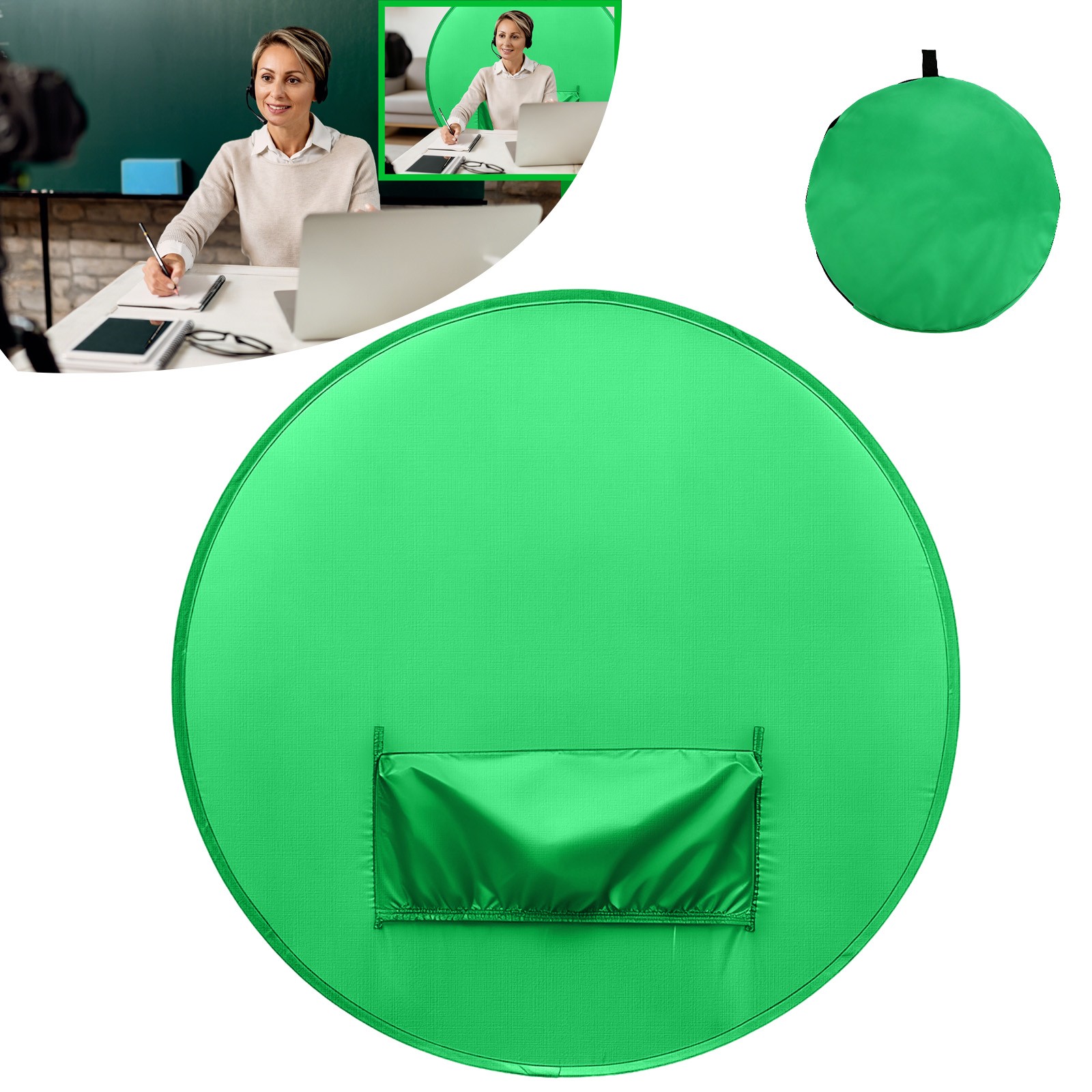 Green Screen Backdrop Chair Portable Foldable 43in Streaming Video Photo w/ Bag