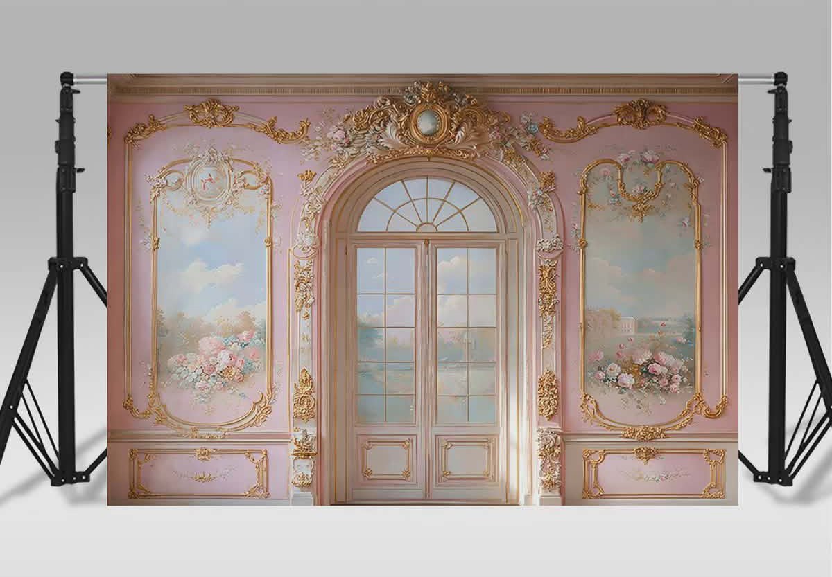Kate Backdrop Pink Rococo Versailles H39 in x W59in Photography Photoshoot