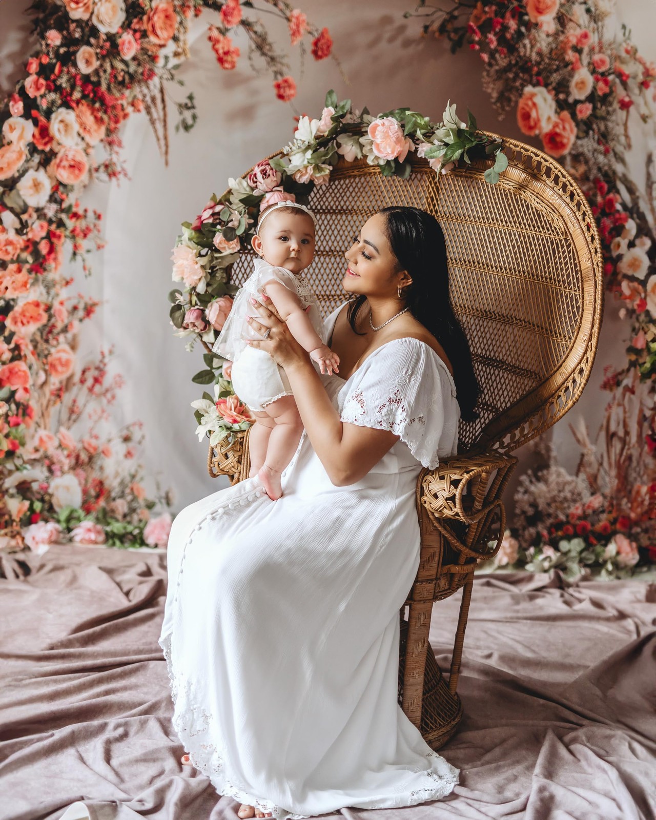 8×8 Ft Floral Arched White Wall Wedding Photography Backdrop Studio Props