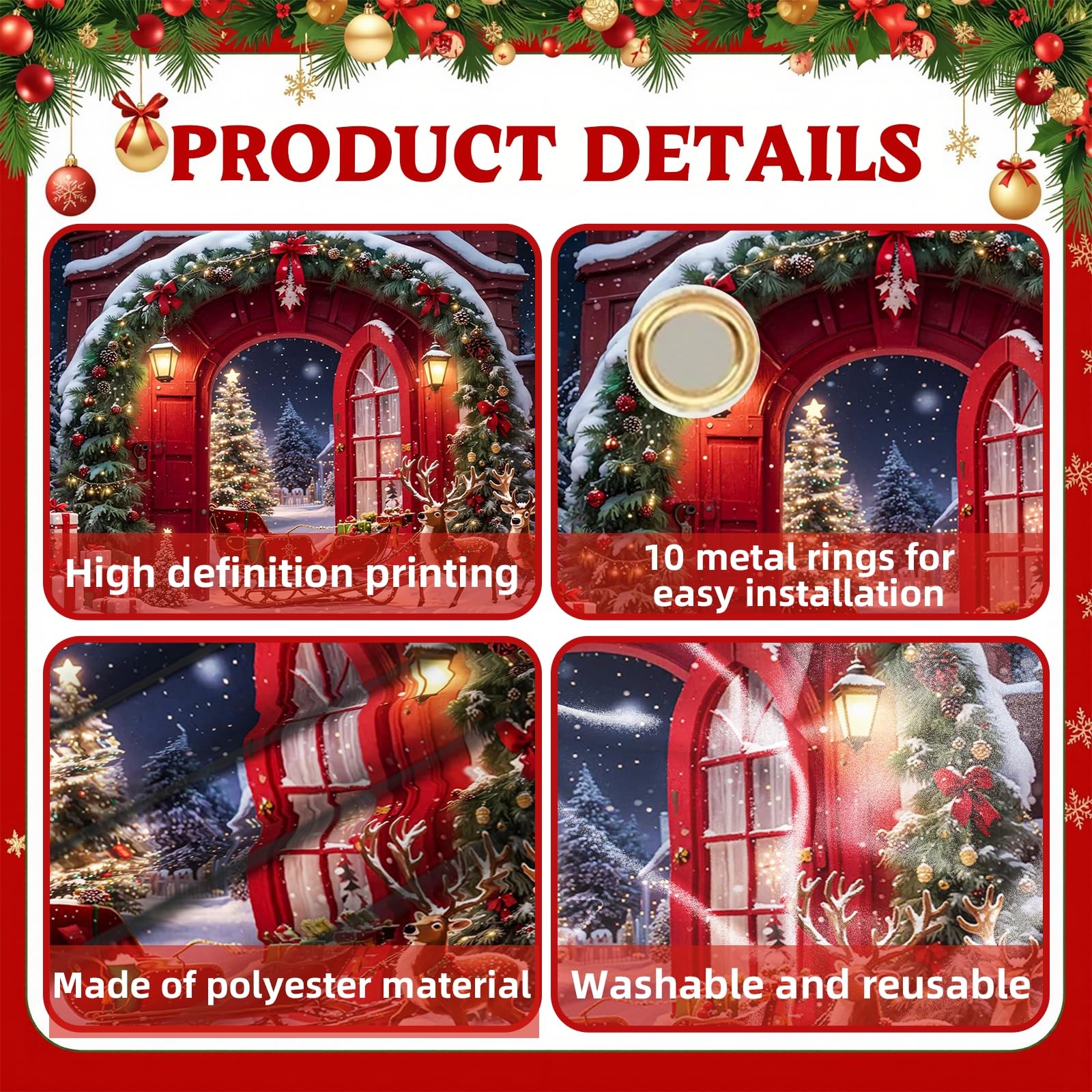Winter Forest Garage Door Cover 7x16ft Holiday Decorations for Outdoor Parties