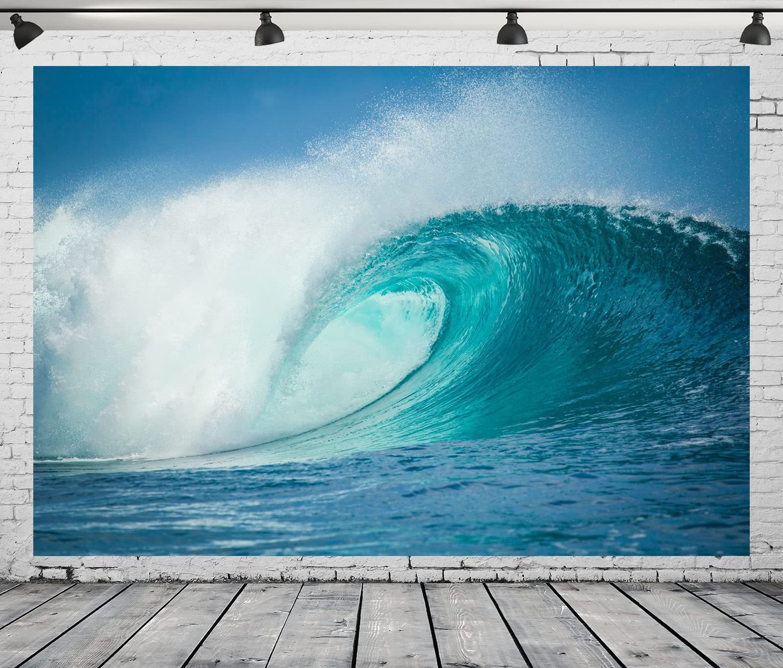 Ocean Waves Photography Backdrop – 5x3ft Fabric Tropical Summer Sea Blue Wave…