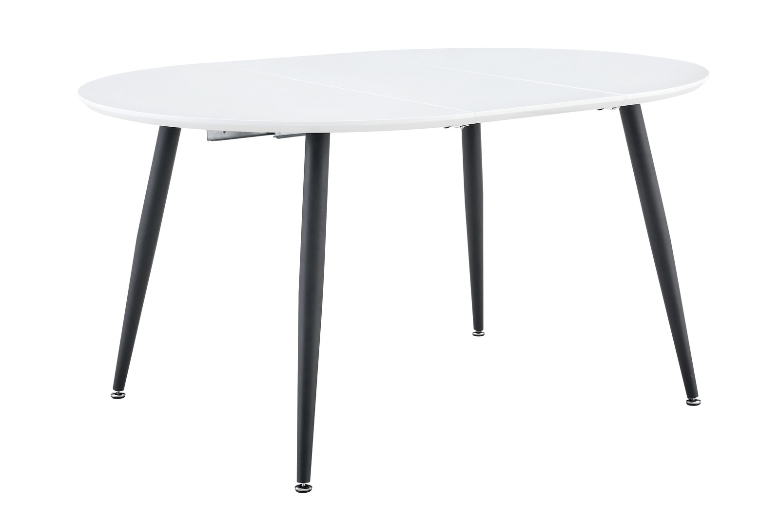 White MDF Extendable Round Dining Table with Black Metal Legs