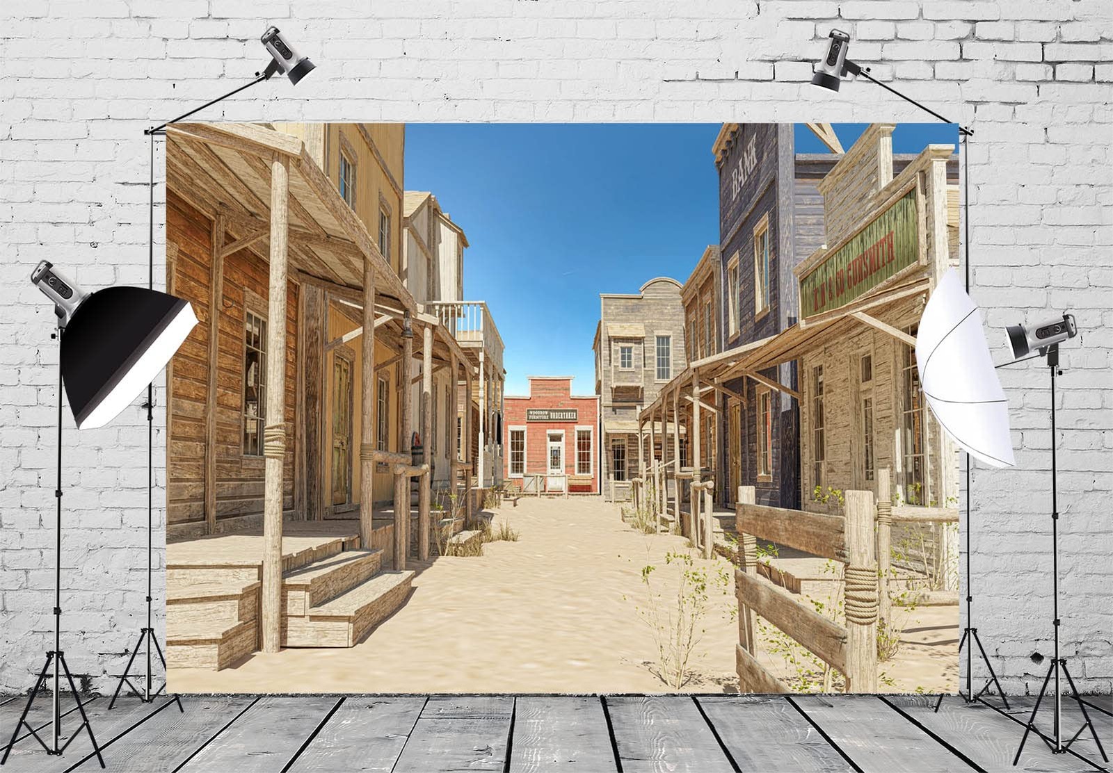 Fabric 7x5ft Old Western Town Photography Backdrop Old Wild West Small Town Rust