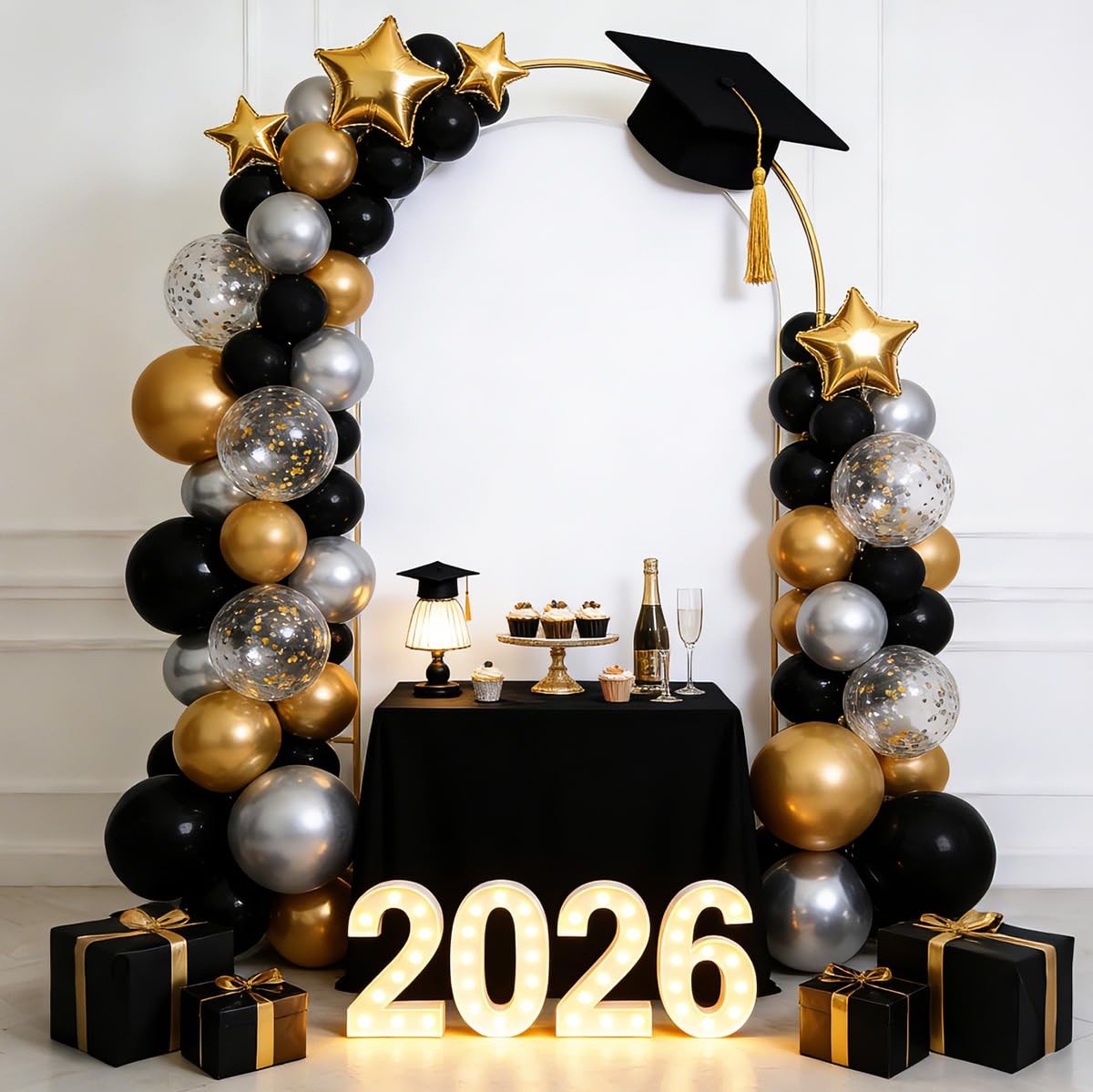 7.2FT Double U-Shaped Metal Arch Backdrop Stand with 6.6FT White Cover – Stur…