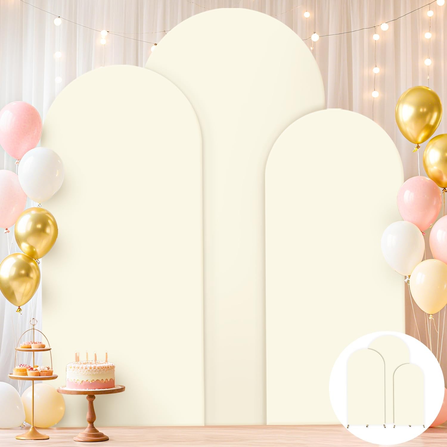 FUHSY Cream Arch Backdrop Covers for Spandex Backdrop Ivory Arch Covers Set o…