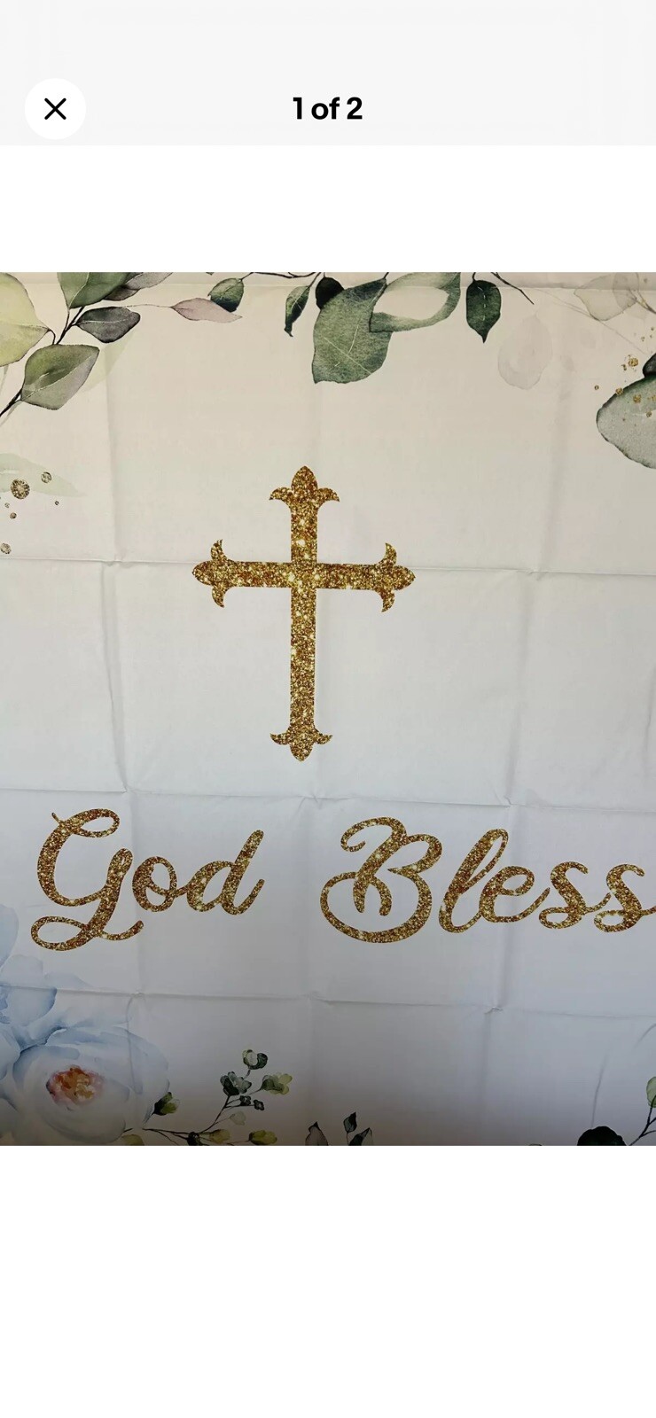 Mocsicka Blue Floral Baptism Photo Booth Backdrop 7 x 5 ft