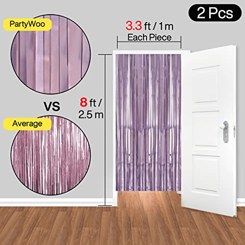 Foil Curtain Purple, 2 pcs 3.3×6.6 ft Light Purple Streamers, Purple-9542