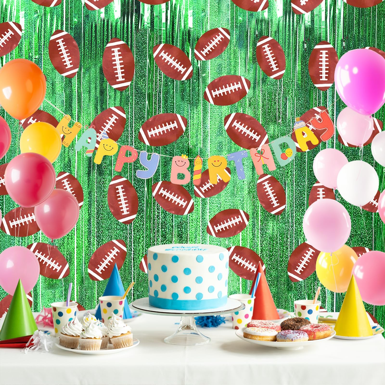Football Party Decorations Football Photo Booth Prop, 3 Pcs 3.3 x 6.6 ft Foil…