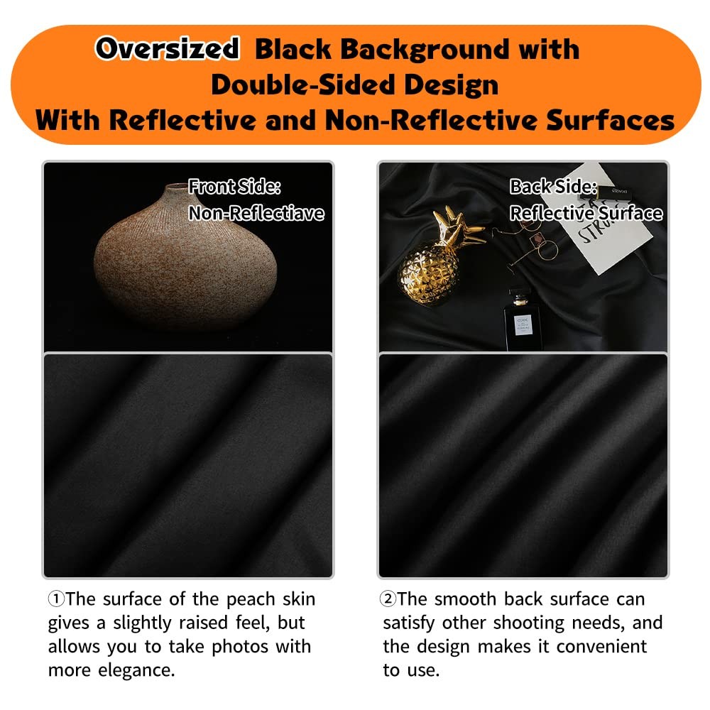 YAYOYA Black Backdrop, 10×20 ft Large Photo Backdrop Curtain ft,