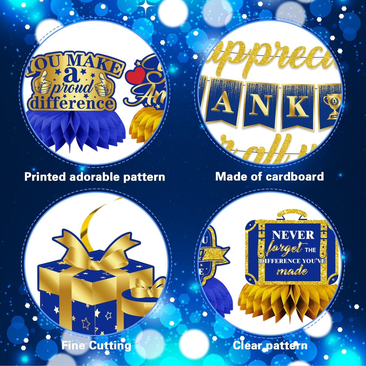 We Appreciate You Party Decorations, Blue Gold Banner and Tables Decorations …