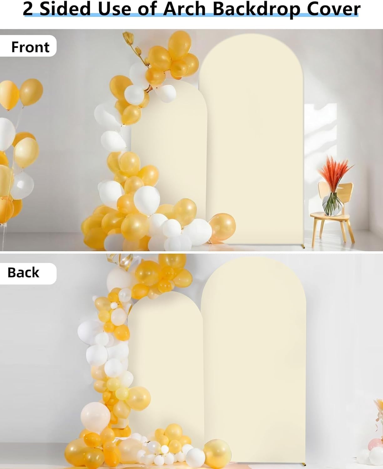 Elegant Light Beige Spandex Arch Backdrop – 7.2 ft & 6 ft for Celebrations