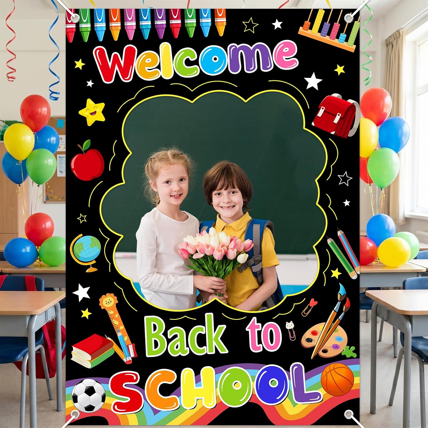 Welcome Back to School Backdrop Back to School Decorations | 4X6Ft, Fabric Cutou