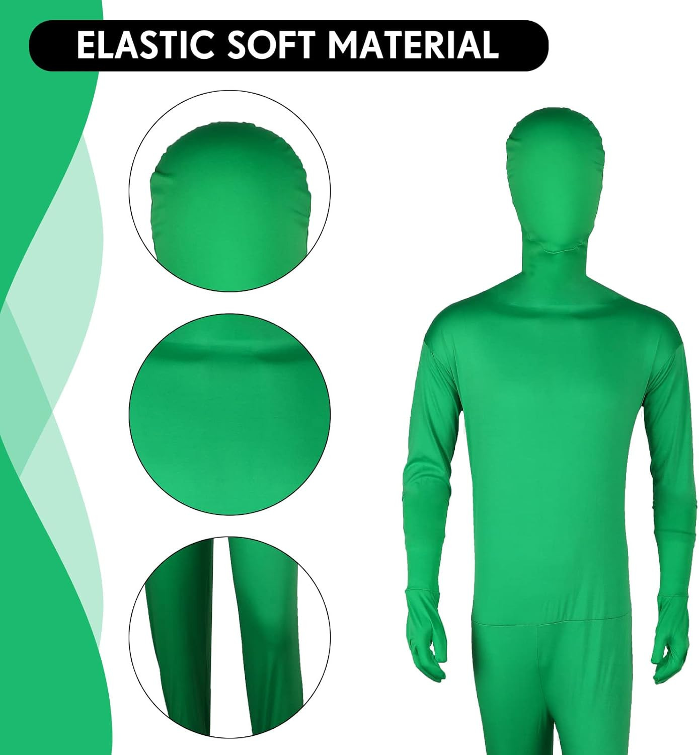 2 Pack Green Screen Chromakey Bodysuit Gloves Hood Unisex Disappearing Photogra