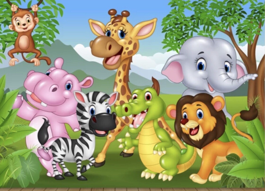 Cartoon Animals Zoo Photography Backdrop for Kids, Birthday Parties/Pictures NEW