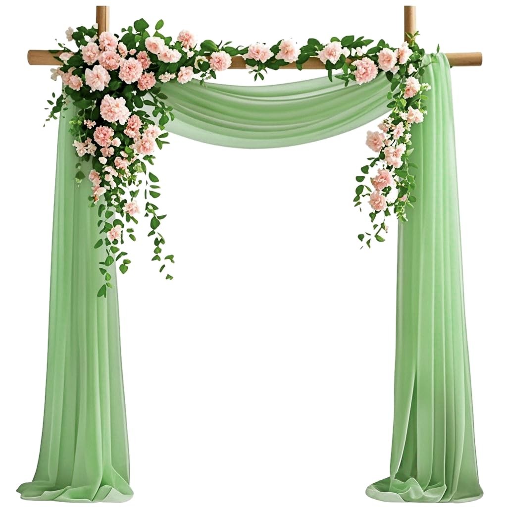 29×20 Ft Green Sheer Curtains Wedding Arch Draping Chiffon Fabric