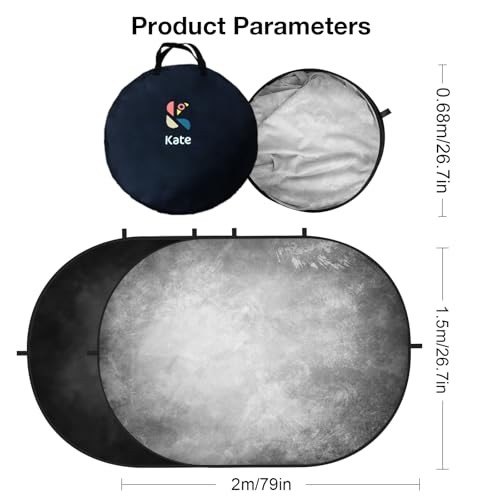 5×6.5ft(1.5x2m) Collapsible Backdrop Folded Microfiber Professional Grey and