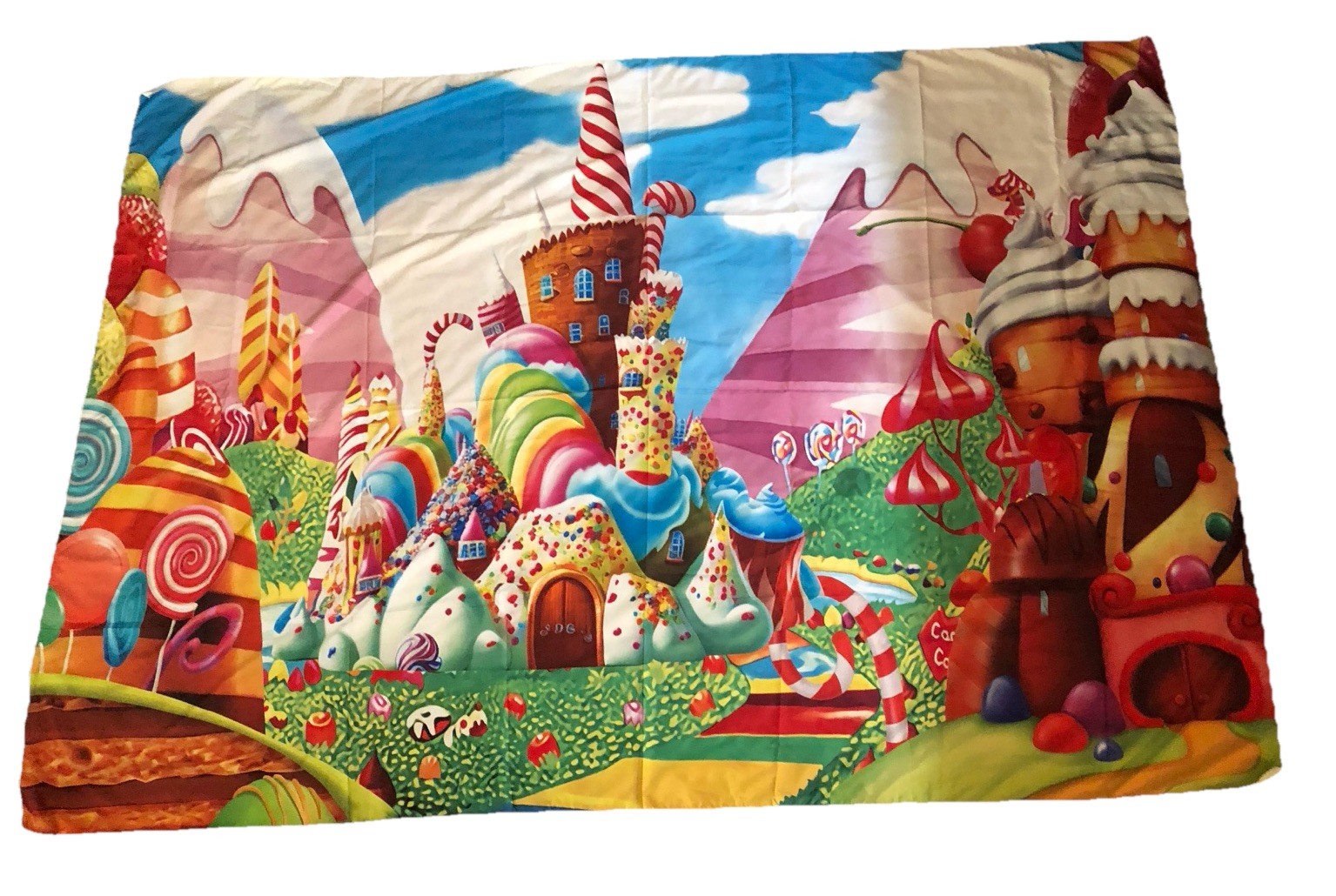 Candyland Backdrop Lollipop Sweetest Candy Theme Birthday Party 82 In x 58 In