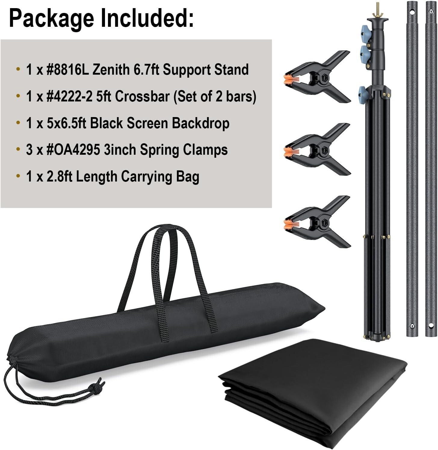 LINCO Photo T-Shape Backdrop Stand Background Backdrops Support Kit – AM207Black