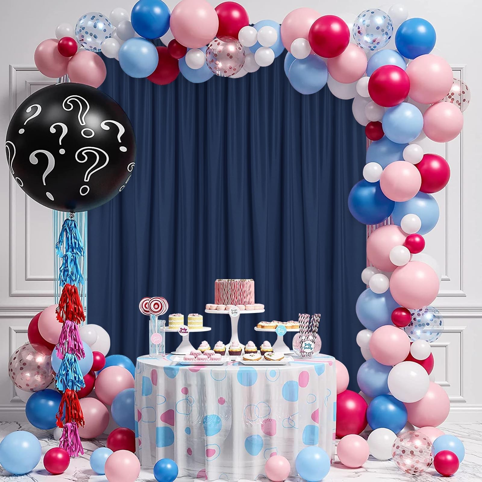 2 PCS 5×10 Ft Navy Blue Backdrop Curtain Panel Photography Background Drape