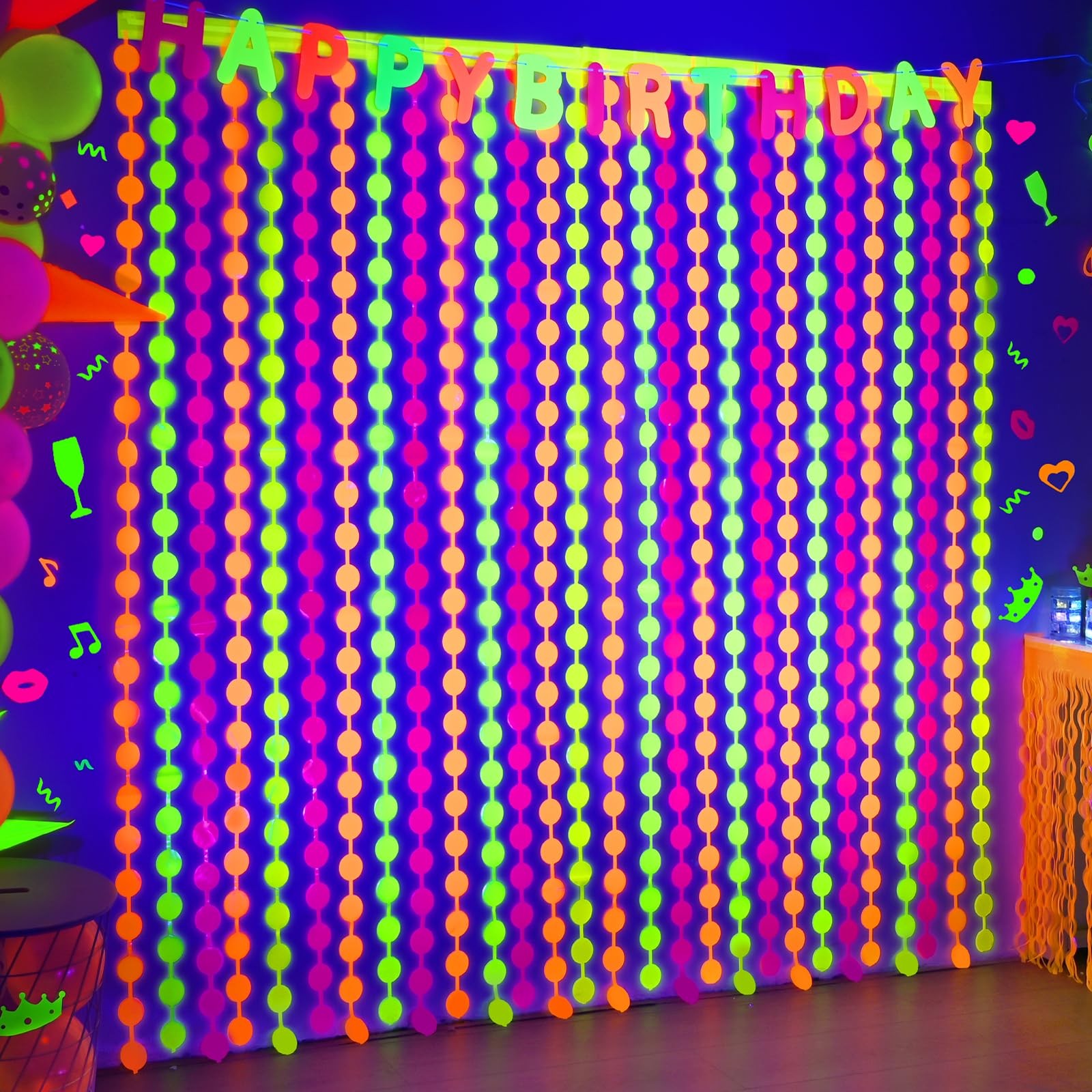 Mega-L Glow in The Dark Party Supplies, 2 Round, Fuchsia, Yellow and Orange