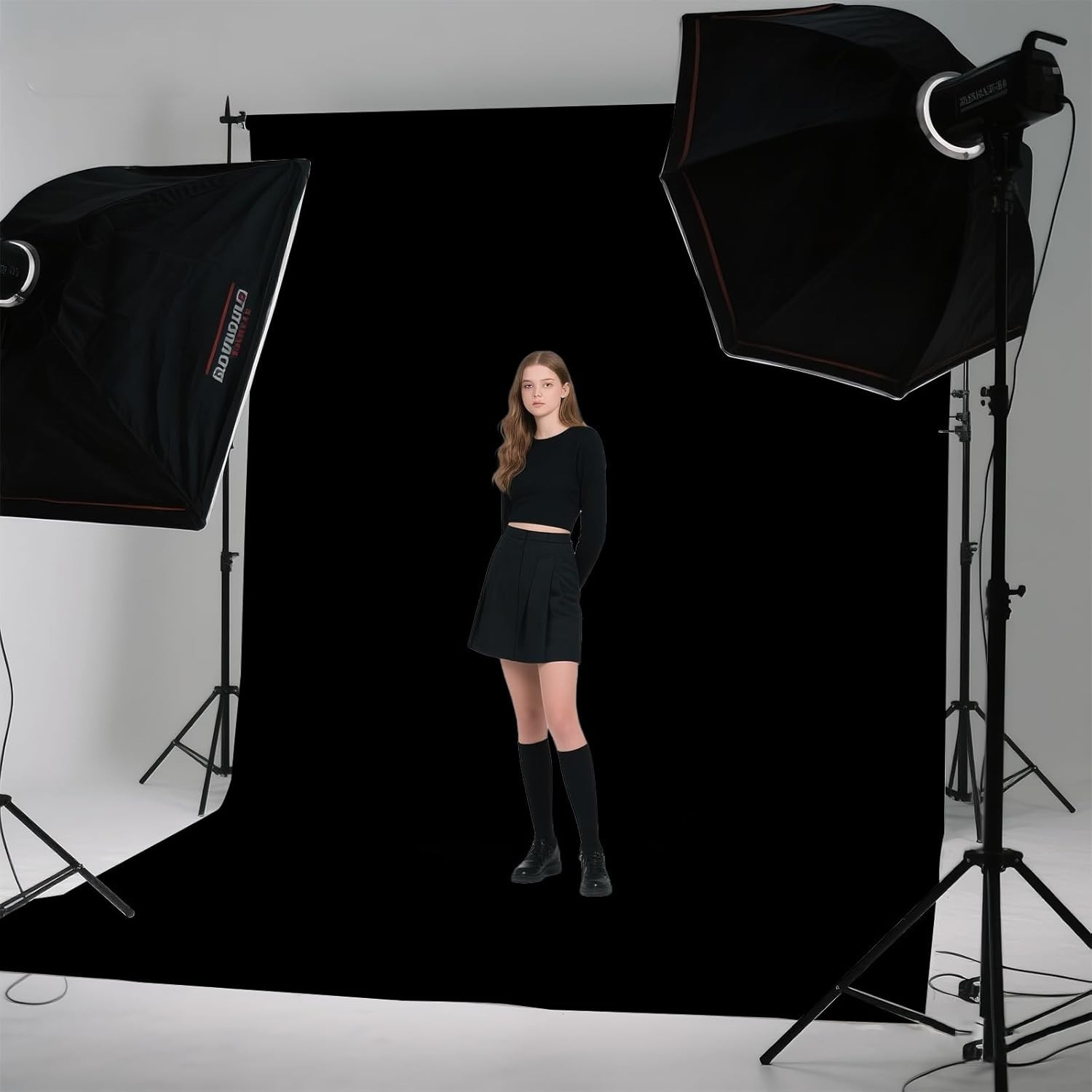 Versatile Black Photography Background 8x10FT – Machine Washable & Easy Setup