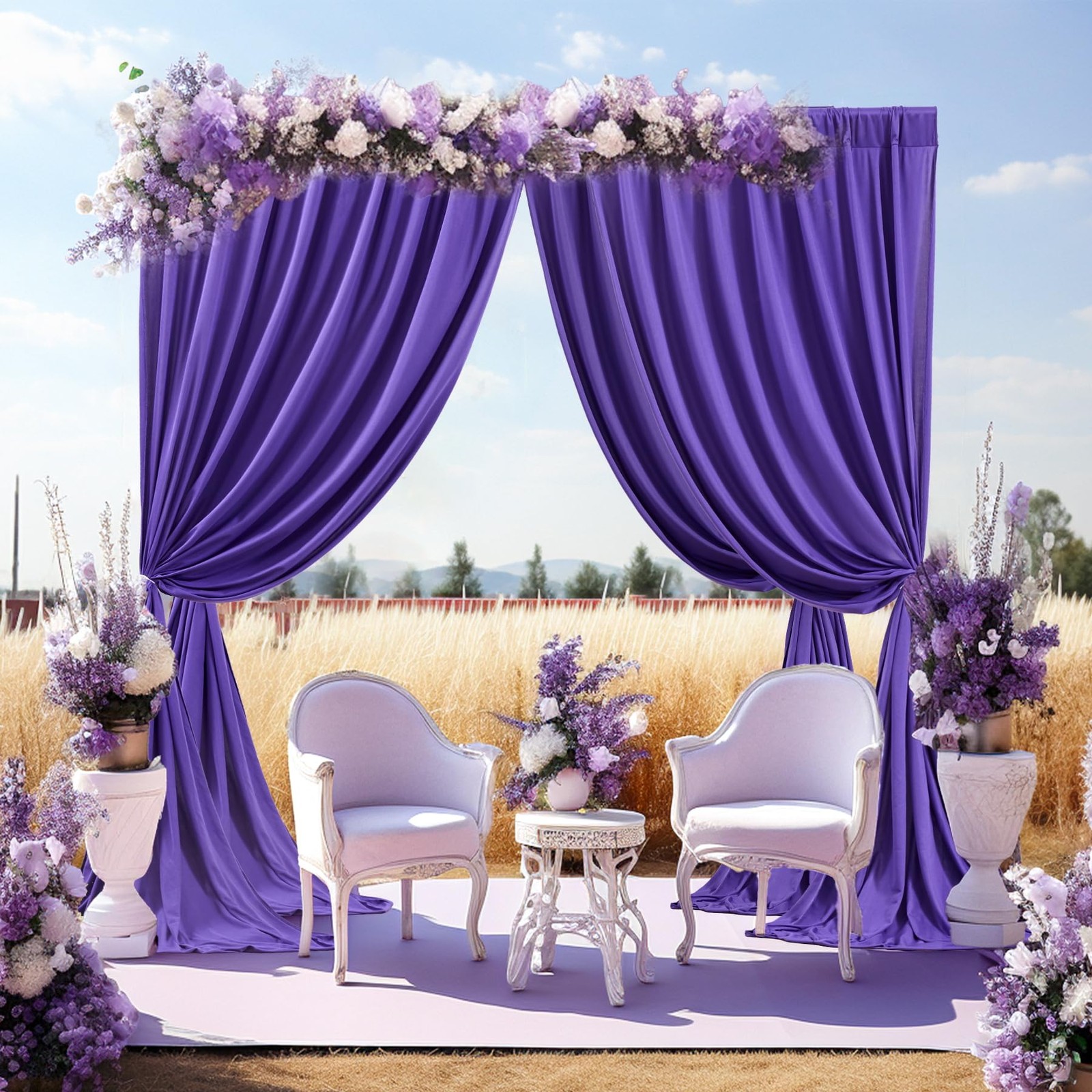 Purple Backdrop Curtains 2 Panels–Free Purple Curtains Polyester Photography…