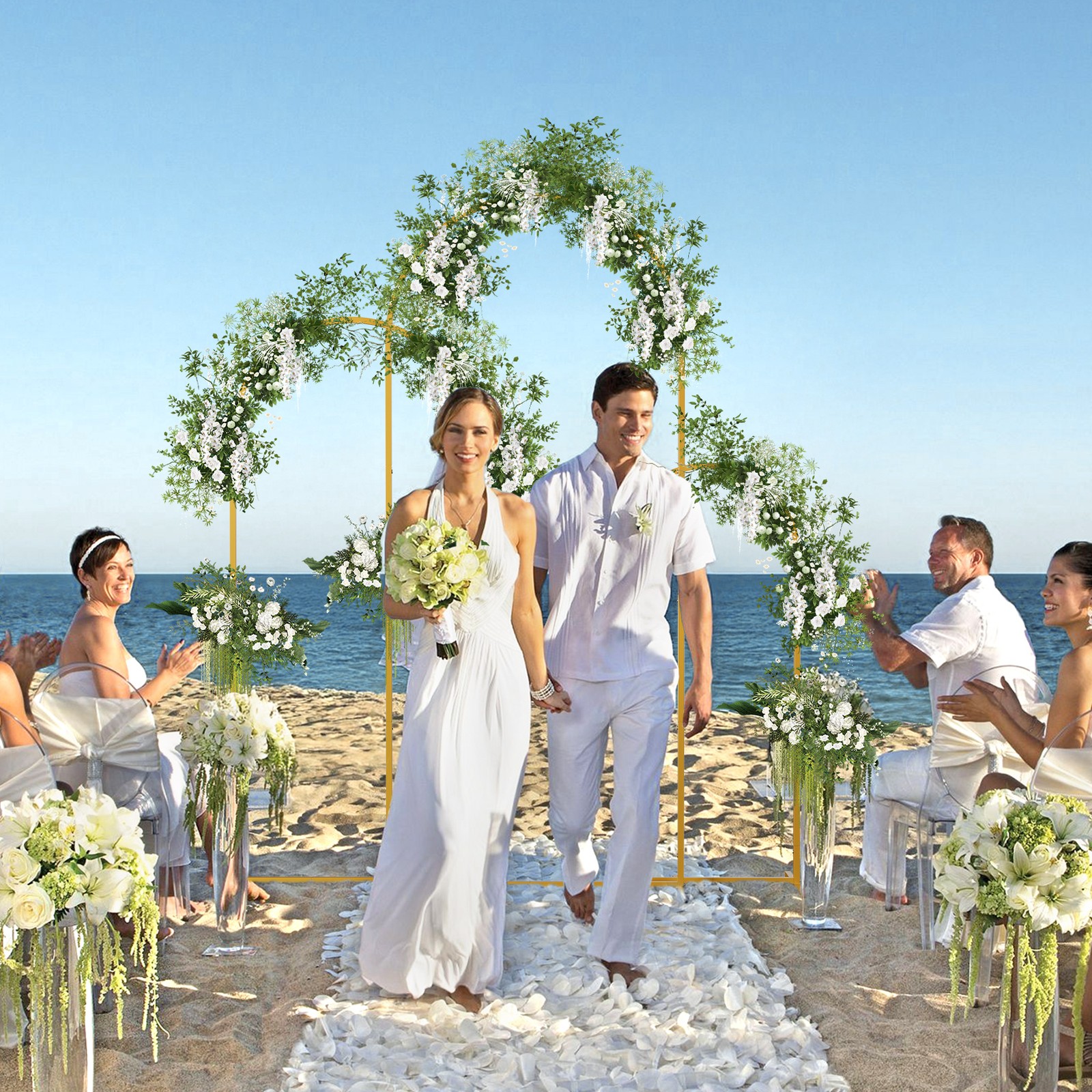Set of 3 Arch Backdrop Stand Metal Wedding Arch Stand Frame 7.2ft 6.6ft 6ft