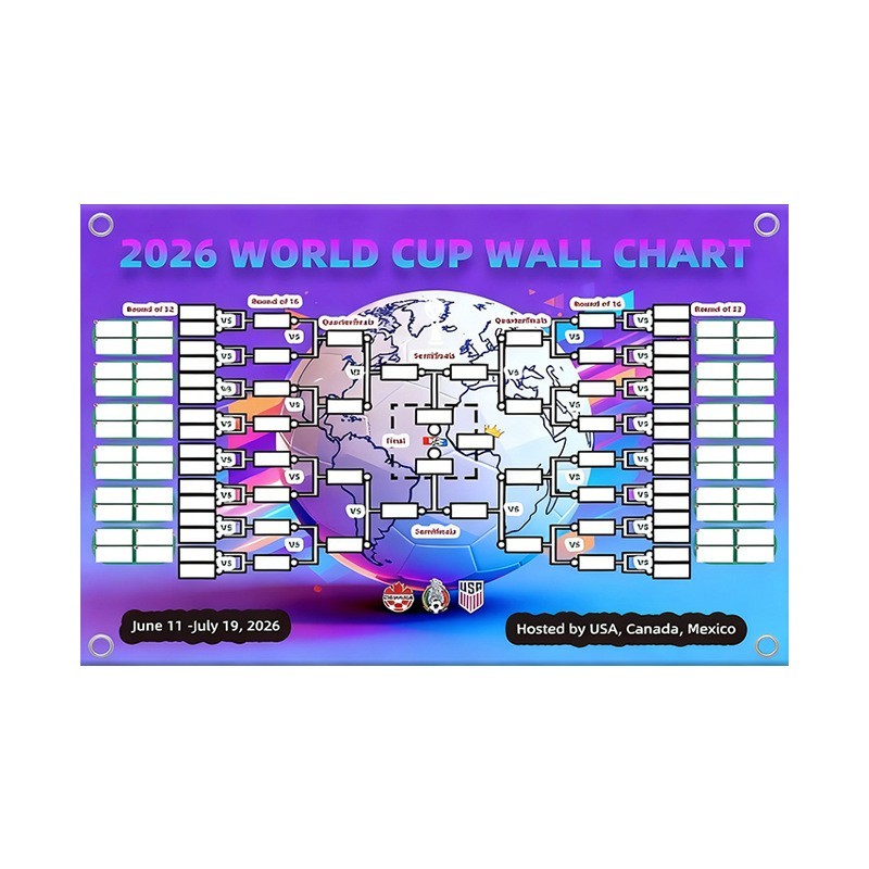 2026 US Canada Mexico World Cup Fan Cheering Match Schedule Map Background Cloth